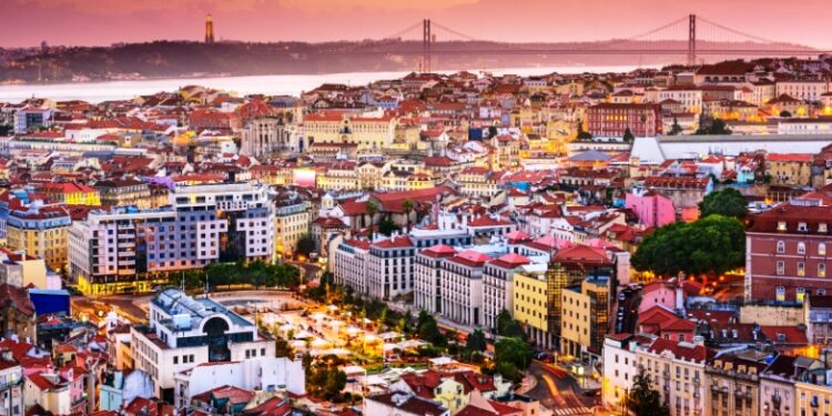 Lisbon, Portugal Skyline at Night