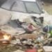 This frame grab from UGC video provided by Felipe Magalhaes Filho shows wreckage from a plane that crashed by a home in Vinhedo, Sao Paulo state, Brazil, Friday, Aug. 9, 2024. (Felipe Magalhaes Filho via AP)