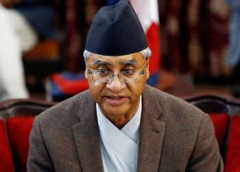 Prime Minister Sher Bahadur Deuba announces his resignation in Kathmandu, on Wednesday, February 15, 2018. Photo: Reuters