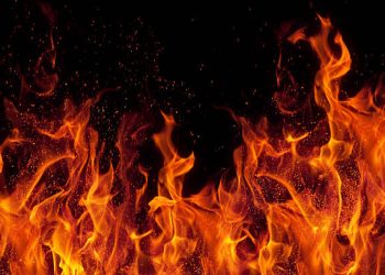 fire isolated over black background
